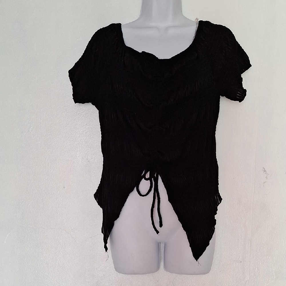 Chic Black Ruched Women's Blouse